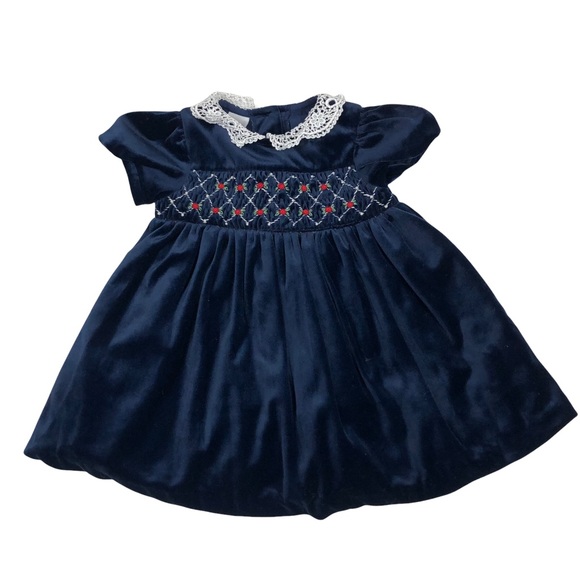 Starting Out Other - Starting Out Blue Velvet Smocked Formal Dress size 12 months